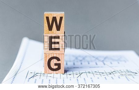 Wooden Block With Words Weg. Concept Image Of Weg.