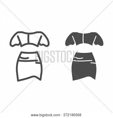 Top And Skirt Line And Solid Icon, Summer Clothes Concept, Women Elegant Clothes Sign On White Backg