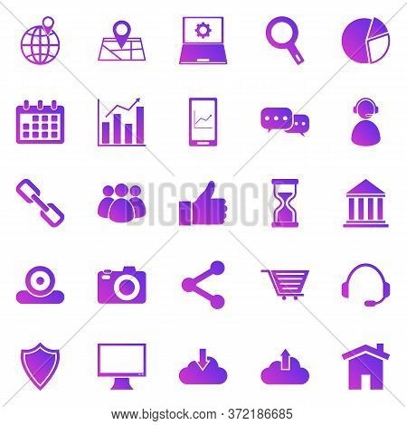 Seo Gradient Icons On White Background, Stock Vector