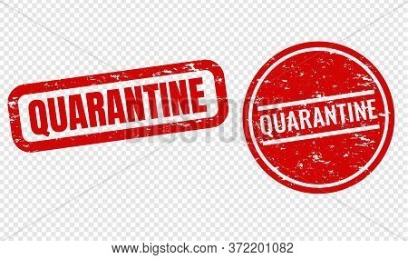 Quarantine Text Set Isolated Transparent Background, Vector Illustration