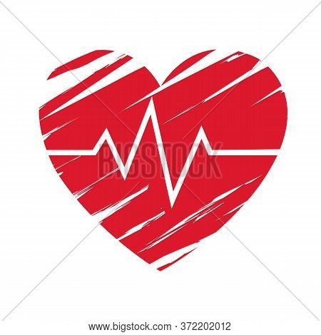 Red Heart Symbol Set Isolated White Background, Vector Illustration