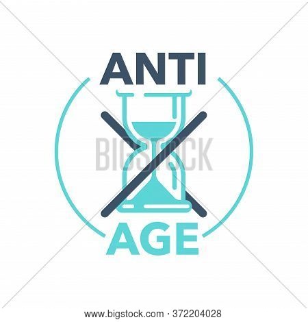 Anti-age Stamp - Emblem For Anti-aging Cosmetics Or Cosmetology Products Packaging - Crossed Out San