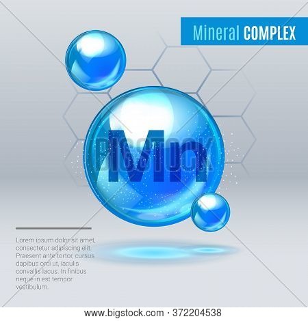 Mineral Mn Manganum Blue Shining Pill Capcule Icon . Mineral Vitamin Complex With Chemical Formula .