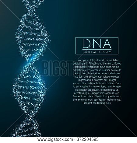 Blue Dna Sequence Glitter Shiny Vector Illustration. Science Molecule Structure Backgroundbackground