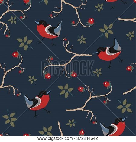 Seamless Pattern With Cute Birds. Scandinavian Hand Drawn Style. Vector Illustration