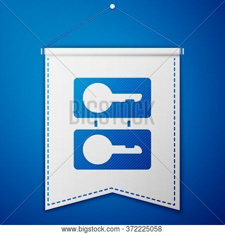 Blue Metal Mold Plates For Casting Keys Icon Isolated On Blue Background. Set For Mass Production An