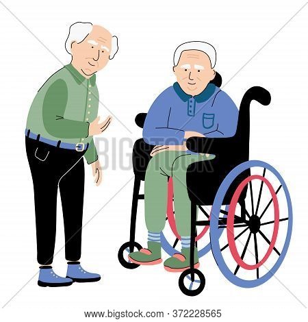 An Elderly Senior Men Isolated On White Background. Vector Illustration Of An Old People Characters.