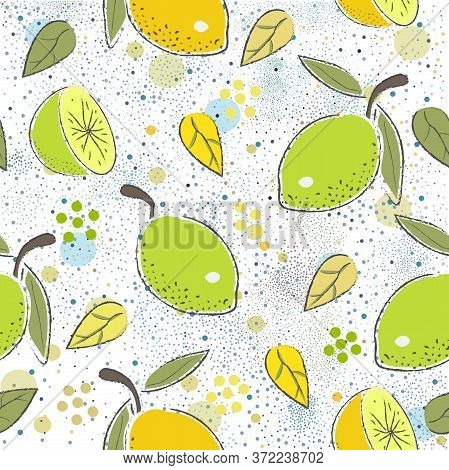 Seamless Pattern With Green Lime. Scandinavian Style. Unique Design.