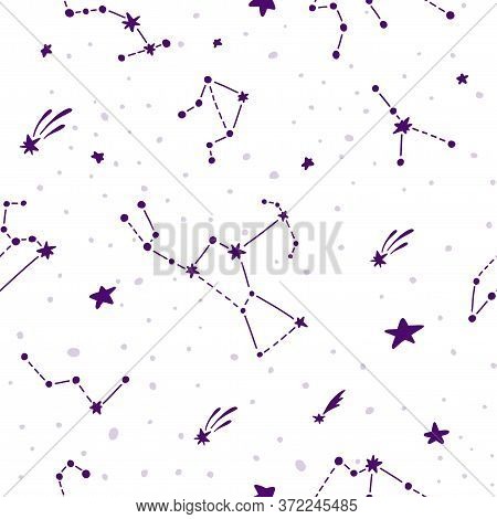 Cosmic Fabric For Kids. Bright Childish Tile. Cute Design For Kids Fabric And Wrapping Paper. Conste