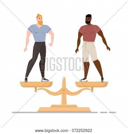 Stop Racism. Black Lives Matter. We Are Equal. No Racism Concept. Flat Style. Different Skin Colors.