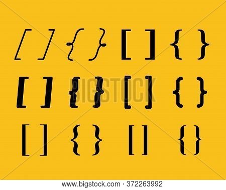 Set Of Parentheses Icons Design, Message Discussion Conversation And Chatting Theme Vector Illustrat