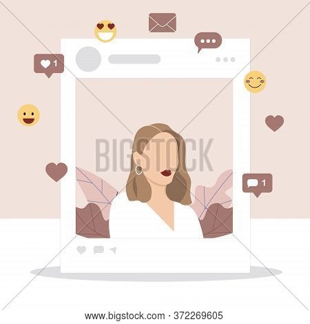 Social Media Page Of A Girl Illustration.