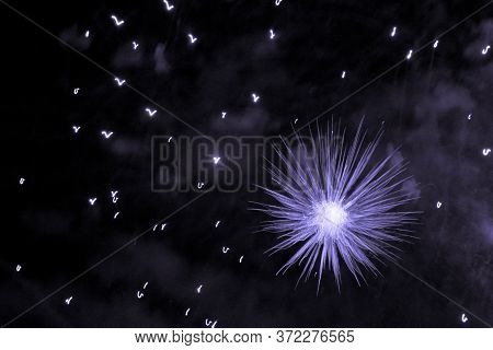 Beautiful Purple Big Bang Science Object With Glowing Core. Scientific Artificial Scene In Microcosm