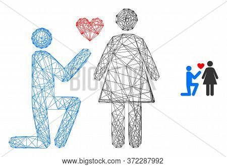 Web Carcass Engagement Persons Vector Icon. Flat 2d Carcass Created From Engagement Persons Pictogra
