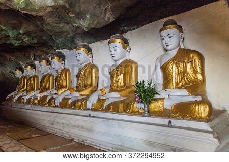 Buddha Statues In Yathaypyan Cave Near Hpa An, Myanmar