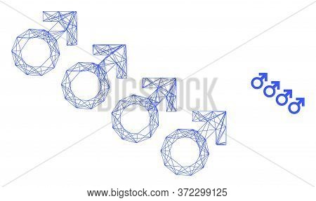 Web Net Male Cohort Symbol Vector Icon. Flat 2d Carcass Created From Male Cohort Symbol Pictogram. A