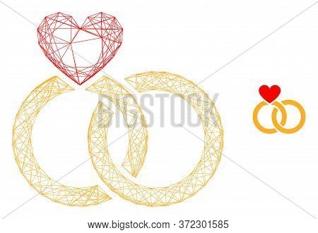 Web Mesh Wedding Rings Vector Icon. Flat 2d Model Created From Wedding Rings Pictogram. Abstract Fra