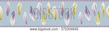Pressed Flower Petals Girly Vector Border Print. Decorative Embellishment For Cards, Invitatoins, An