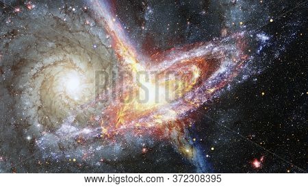 Space Landscape With Nebula And Pulsar Star. Elements Of This Image Furnished By Nasa.