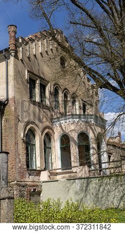 Destroyed Odzienas Castle In Latvia, Europe On A Beautiful Sunny Spring Day, Concept Of Travel In Ha