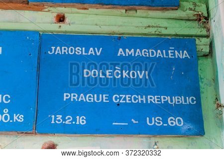 Mt Popa, Myanmar - December 8, 2016: Plaques With Names In Honor Of Donators To The Temple At Mt Pop