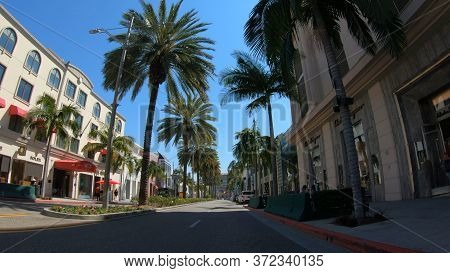 Driving On Rodeo Drive In Beverly Hills - Los Angeles. United States Of America - March 18, 2019