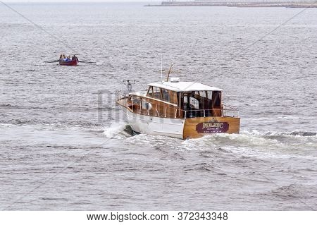 New Bedford, Massachusetts, Usa - June 24, 2018: Yacht Majic, Hailing Port Aquinnah, Ma, Passing Wha