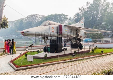 Guwahati, India - January 31, 2017: Mig-27 Jet Aircraft At Dighalipukhuri War Memorial In Guwahati, 
