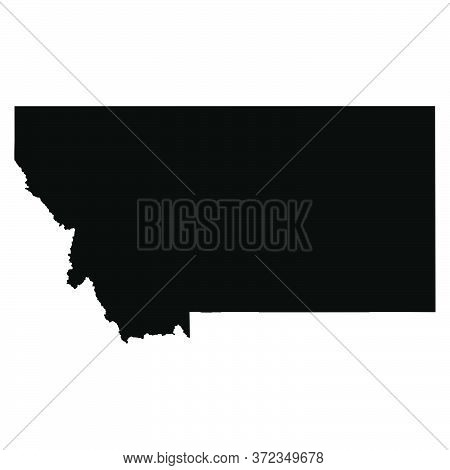 Montana Mt State Maps. Black Silhouette And Outline Isolated On A White Background. Eps Vector