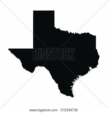 Texas Tx State Map Usa. Black Silhouette And Outline Isolated Maps On A White Background. Eps Vector