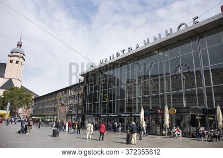 Landscape Cityscape And German And Foreign Travelers Walking At Front Of Koln Or Kolne Central Haupt
