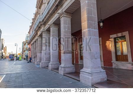 The Columns Of The Municipal Government Palace Of Aguascalientes, Mexico