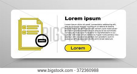 Line Document With Minus Icon Isolated On White Background. Clear Document. Remove File Document. De