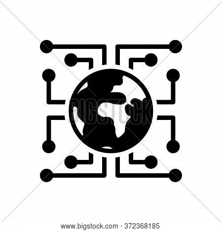 Black Solid Icon For Digitization Technology Cyber Wearable Strategy
