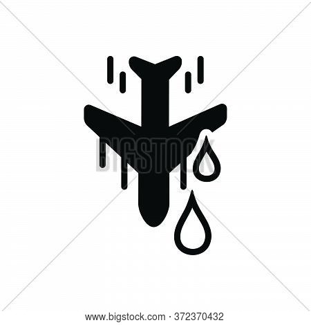 Black Solid Icon For Downstream Aeroplane Land Down