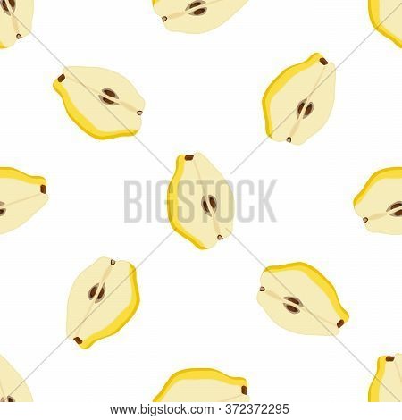 Illustration On Theme Big Colored Seamless Quince, Bright Fruit Pattern For Seal. Fruit Pattern Cons