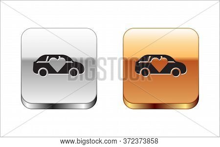 Black Luxury Limousine Car Icon Isolated On White Background. For World Premiere Celebrities And Gue