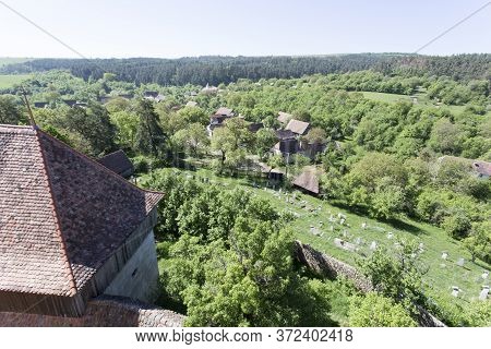Viscri, Romania - April 29, 2018: Viscri, Fortified Town View In A Spring Day
