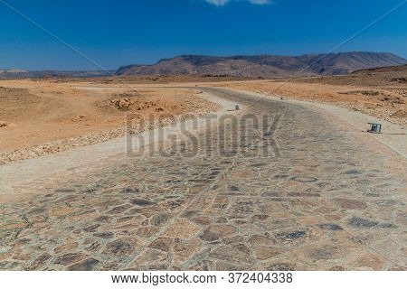Road To Sumhuram Archaeological Park With Ruins Of Ancient Town Khor Rori Near Salalah, Oman