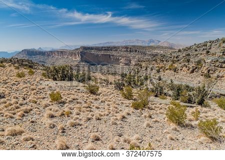 Wadi Ghul Canyon In Hajar Mountains, Oman