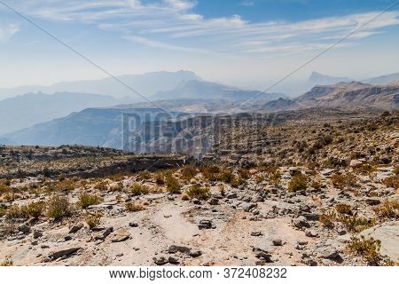 Wadi Ghul Canyon In Hajar Mountains, Oman