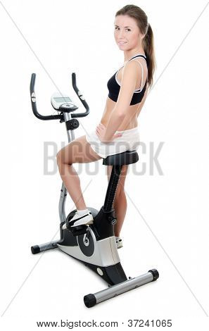 หญิงสาวจะหมั้นในการ velosimulator