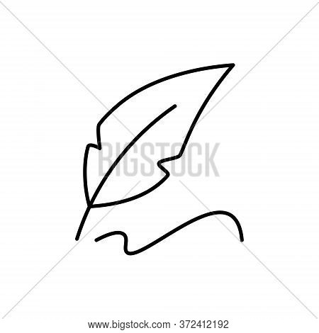 Feather Line Icon On The White Background.