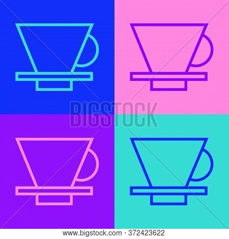 Pop Art Line V60 Coffee Maker Icon Isolated On Color Background. Vector Illustration
