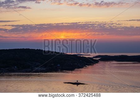Sunset In The City Fjaellbacka In Sweden.