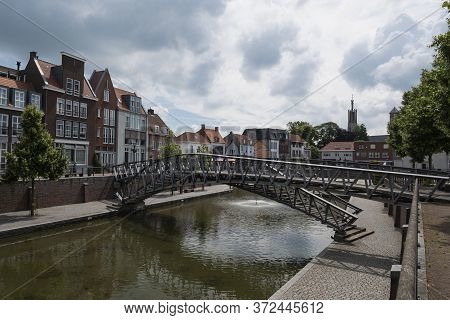 Hulst, The Netherlands June 20, 2020, Cityscape Of The Historic Fortified Town Of Hulst With The Bas