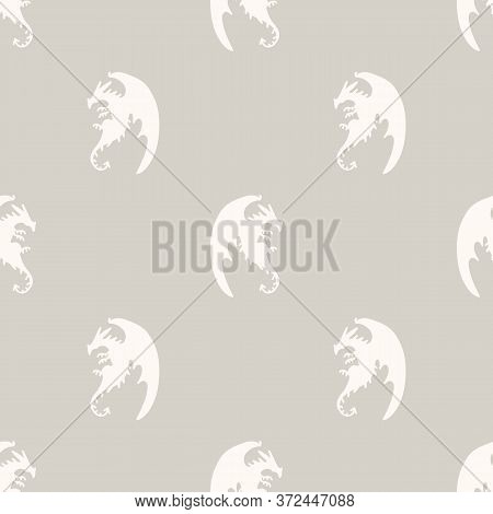 Seamless Background Dragon Gender Neutral Baby Pattern. Simple Whimsical Minimal Earthy 2 Tone Color
