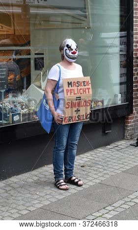 Kiel, Germany - June 20, 2020. Protest Against The Compulsory Use Of Face Masks. The Handwritten Sig