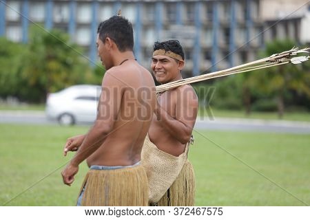 Salvador, Bahia / Brazil - May 29, 2017: Indians From Various Bahia Tribes And Ethnic Groups Camp In