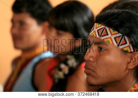 Salvador, Bahia / Brazil - August 4, 2008: Pataxo Indians Are Seen In The Village Of Jaqueira In The